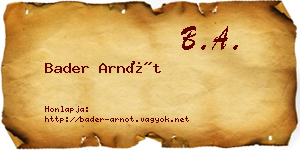Bader Arnót névjegykártya